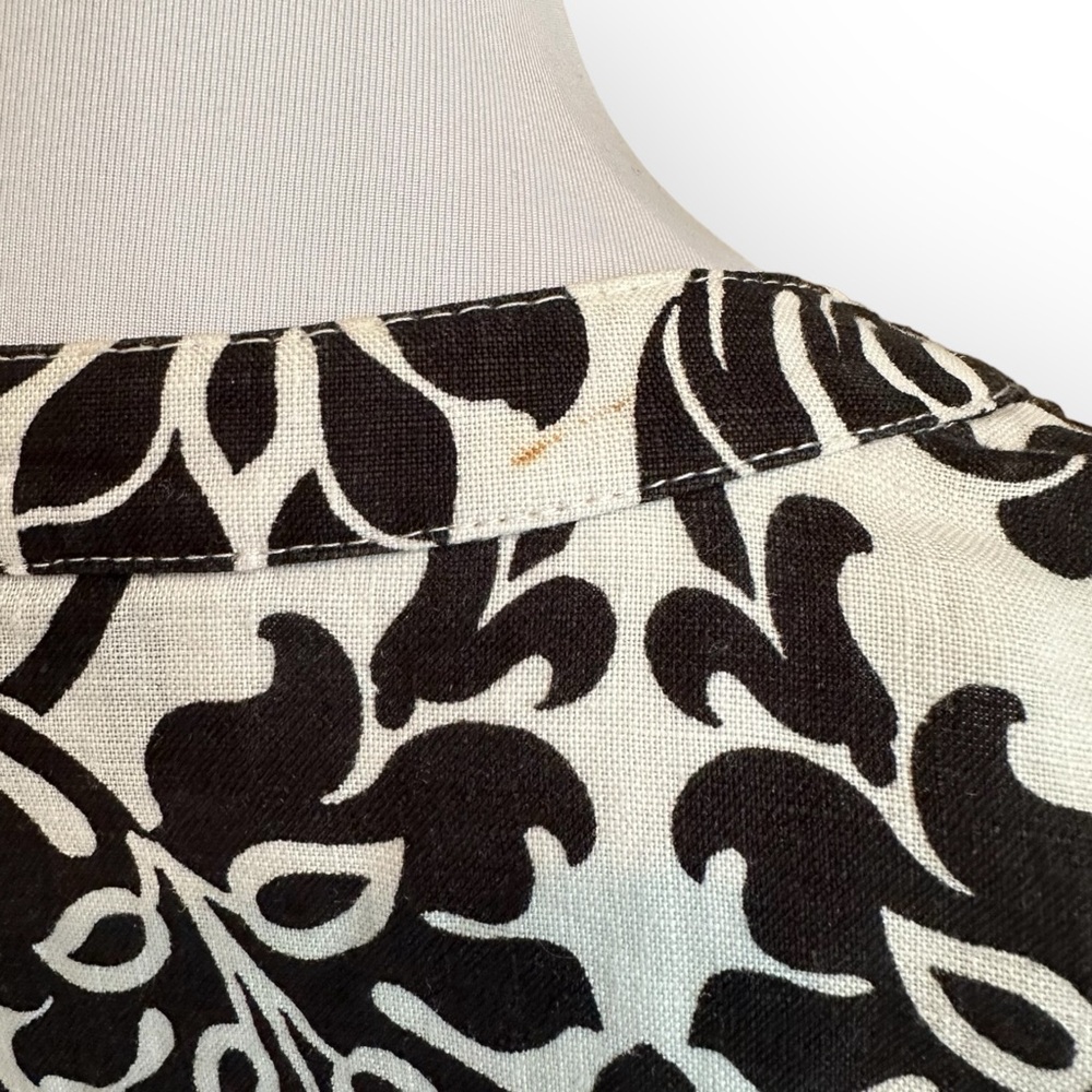 Jones New York Women's Black White Linen Tunic Top Blouse Large - Picture 4 of 4